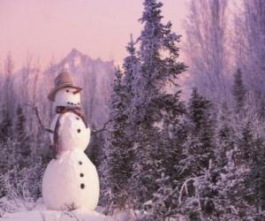 yapboz bir kar sahne ile Snowman